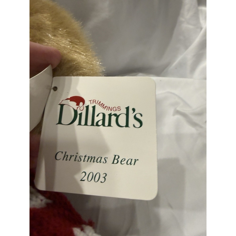 Dillards Christmas Teddy Bear Plush Toy 18 inch Plush w/ Scarf Vintage 2003 NWT - Picture 6 of 15